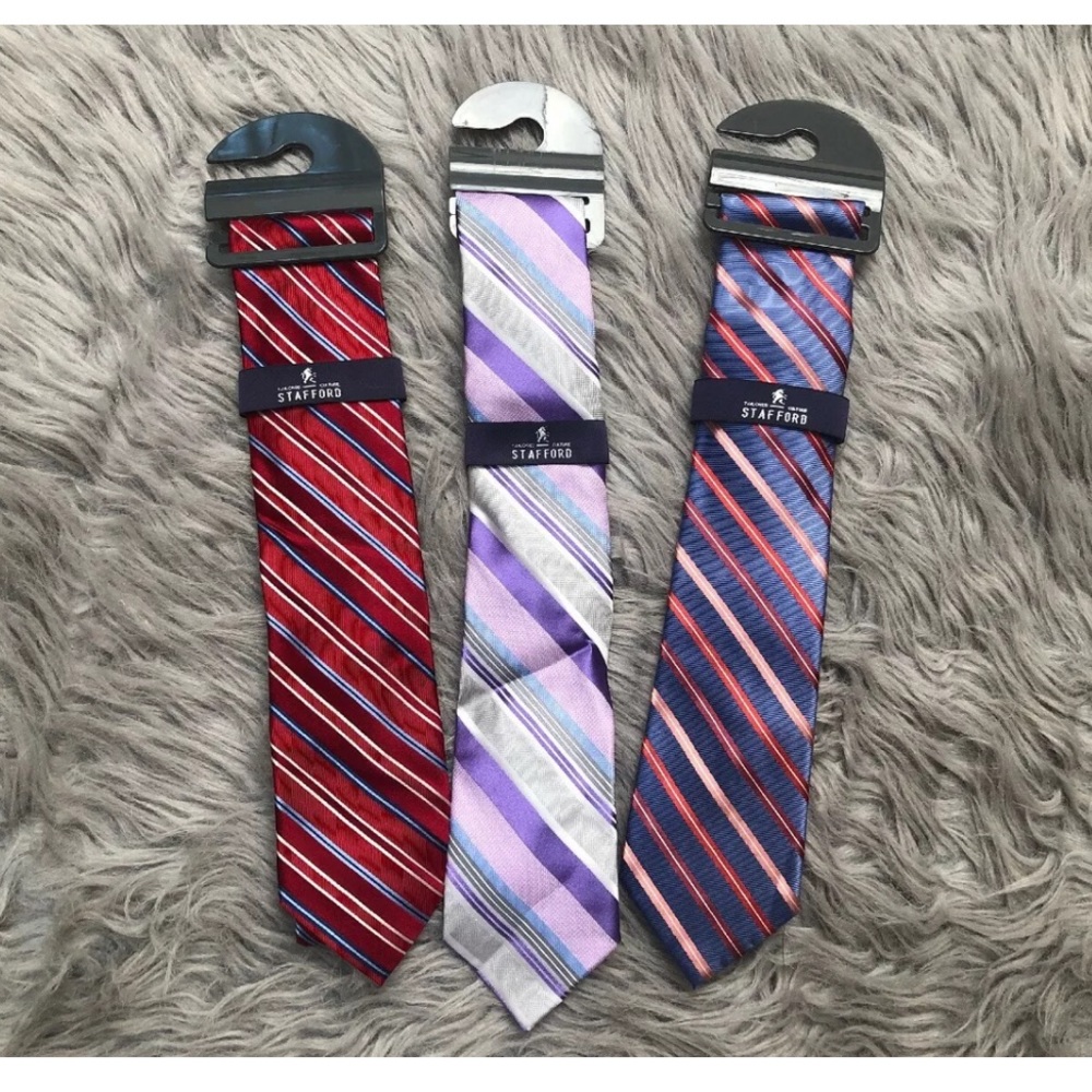 Lot Of 3 STAFFORD NECK TIE 100% Silk